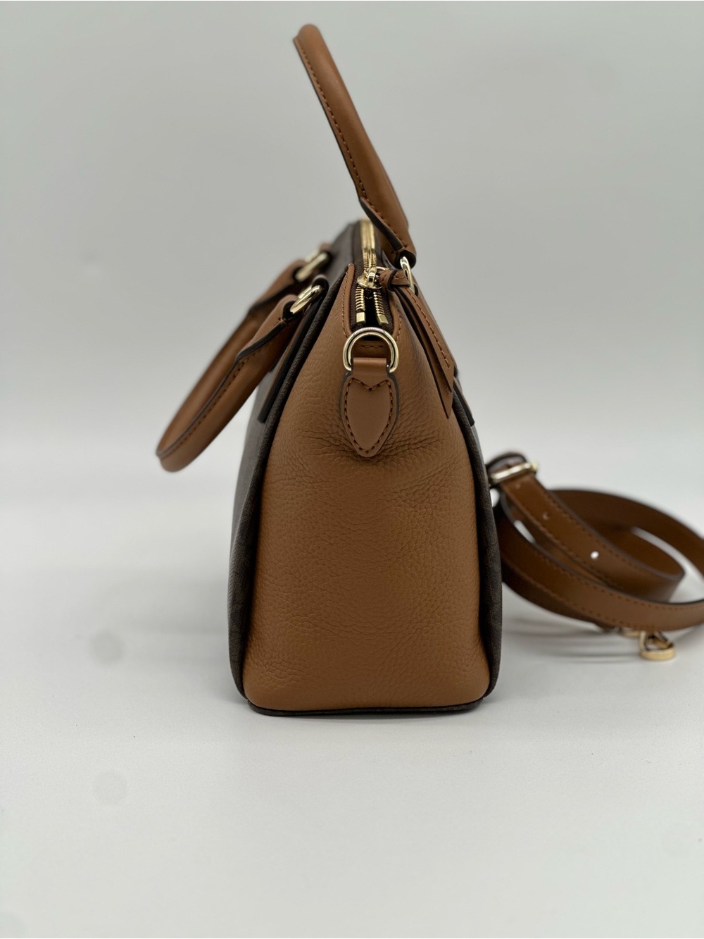 Michael Kors Brown and Tan Signature Dome Satchel - Picture 3 of 11